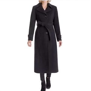 ✨ JONES NEW YORK Black Trench Belted Long Coat with Removable Lining - S…